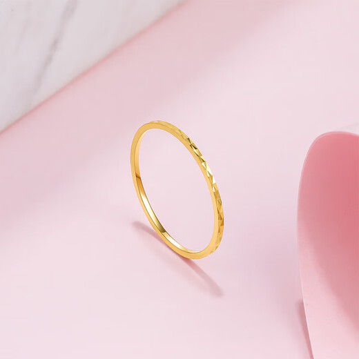 Saturday blessing yellow 18K gold ring for women, color gold plain ring KH016027 No. 10 birthday gift