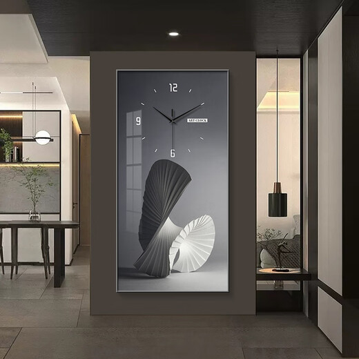 
Lan Diying modern abstract entrance decorative painting clock wall living room corridor corridor painting art clock wall without hole punching SXS3291 40*80cm+ tempered film mirror surface