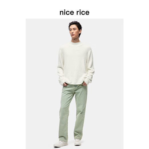 nice rice好饭 水洗做旧10.5盎司复古黄绿色小直筒牛仔裤NFD13077 黄绿色10.5盎司 L