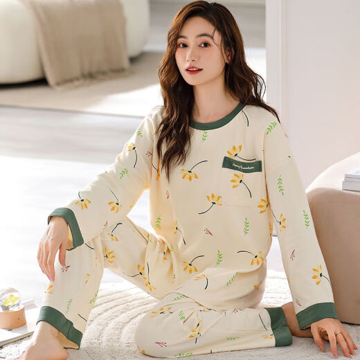 熊司令6XL特大号胖妹妹长袖睡衣女春秋加肥加大码240斤宽松套装秋冬 knc9928 均码  S60-80斤