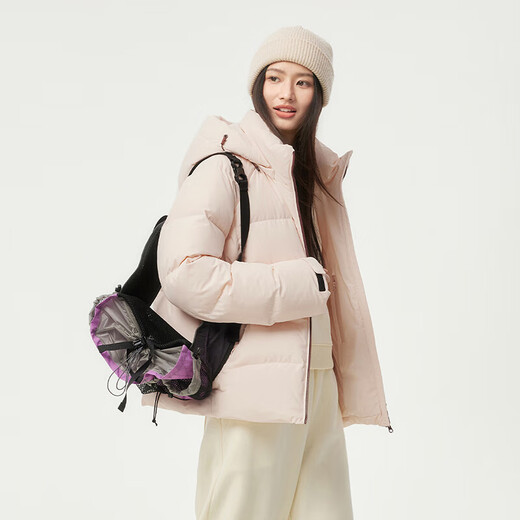 Tambor Down Jacket Women's Short Fashionable Sports Removable Hood Versatile Warm Jacket 550386D Chaoyang Pink 165