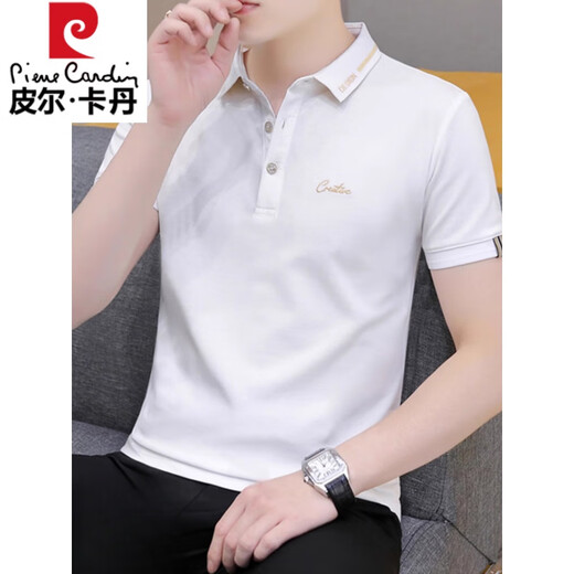 Pierre Cardin Kurzärärmelte T-Shirt Herren-Trend 2025 Neues weißes Top-Sommer-Herrenpolo-Hemd-Hemd T-Shirt 683 Weißer XL (geeignet: 135-145jin [Jin ist gleich 0,5 kg])