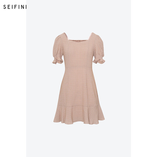 SEIFINI shopping mall same style SEIFINI square collar ruffle date dress 2024 summer new style women 3E4899941 gem brown S 155/80A