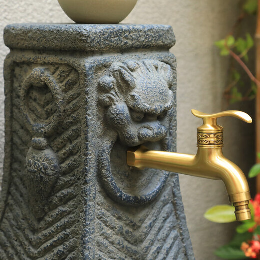 Kushifang courtyard balcony water plug mop pool outdoor garden decoration landscaping column faucet household floor-standing mop pool W055-2 Peaceful Joy column water plug with faucet