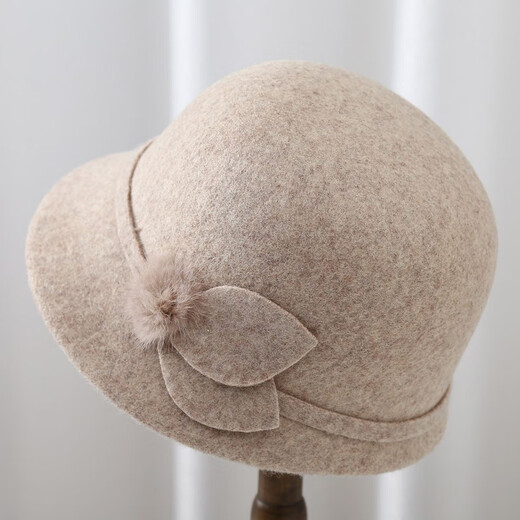 Qisiman autumn and winter middle-aged and elderly hats for mothers, woolen woolen hats, thickened and warm, grandma and old lady hats, dark khaki, one size fits all, adjustable
