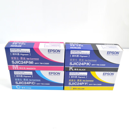 爱普生（EPSON）爱普生TM-C3520原装墨盒彩色标签打印机SJIC24P四色墨水 3520废墨盒废墨仓 SJIC24P四色墨盒一套