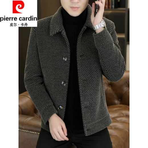 Pierre Cardin (pierre cardin) high-end woolen coat men's autumn and winter new lapel cotton thickened clothes winter casual jacket men's jacket light gray cotton thickened L recommended 110-125Jin Jin equals 0.5 kg