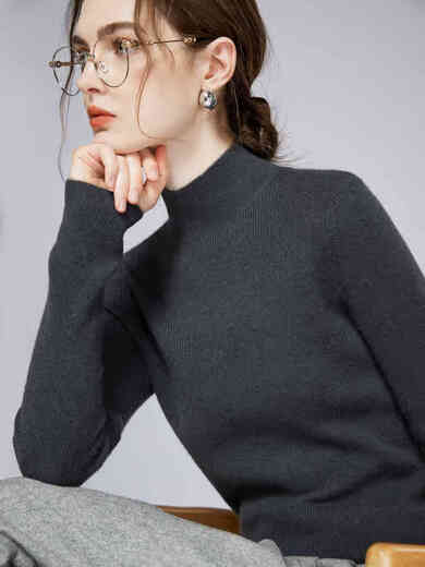 SENLIYA international light luxury high-end cashmere sweater half turtleneck cashmere sweater women's warm pullover sweater solid color inner mid-collar knitted white S