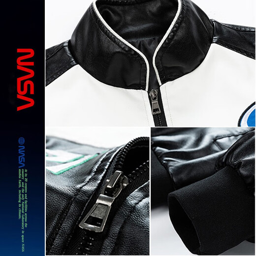 NASALIKE official fashion brand American retro motorcycle leather jacket men's autumn and winter baseball uniform pilot jacket high street men's jacket black XL (recommended 125-145Jin Jin equals 0.5 kg)