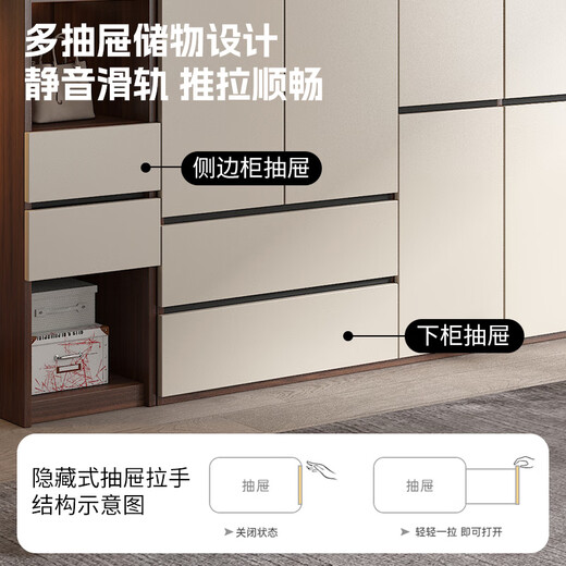 Zhilei ENF level wardrobe bedroom light luxury large wardrobe with drawers home large storage cabinet four doors 1.6 meters wardrobe