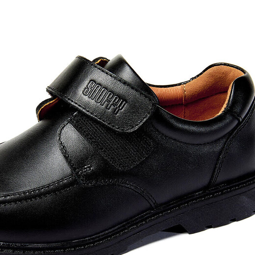 Snafi boys' leather shoes spring and autumn top layer cowhide male students campus black leather shoes mid-to-large children's comfortable performance shoes black 40