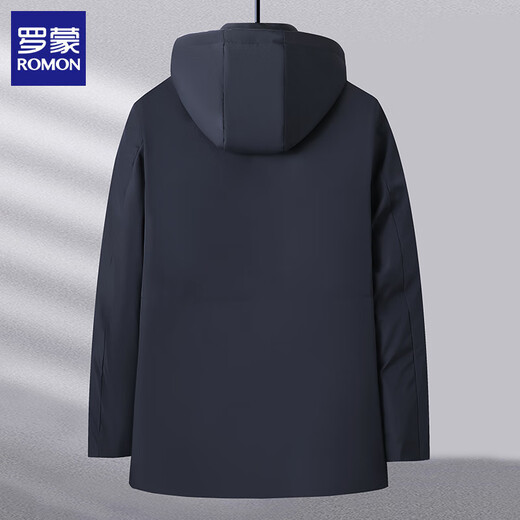ROMON hooded cotton coat men's jacket 2025 winter new warm plus velvet men's cotton coat men's dad top black 2XL (recommended weight 130-145Jin Jin equals 0.5 kg)