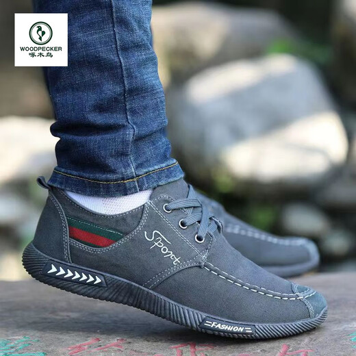 Woodpecker cloth shoes men's old Beijing cloth shoes 2025 summer new breathable non-slip canvas shoes spring and autumn dad casual shoes T 7-20 dark blue foot pedal 39