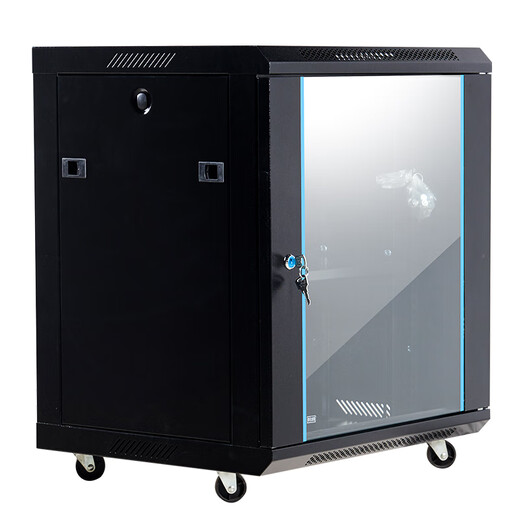 Fluorite Hikvision cabinet wall-mounted small wall cabinet cabinet Veyron deepened switch weak current monitoring network cabinet thin 12U temperature control fan 550 wide 400 deep 600 high black tempered glass door