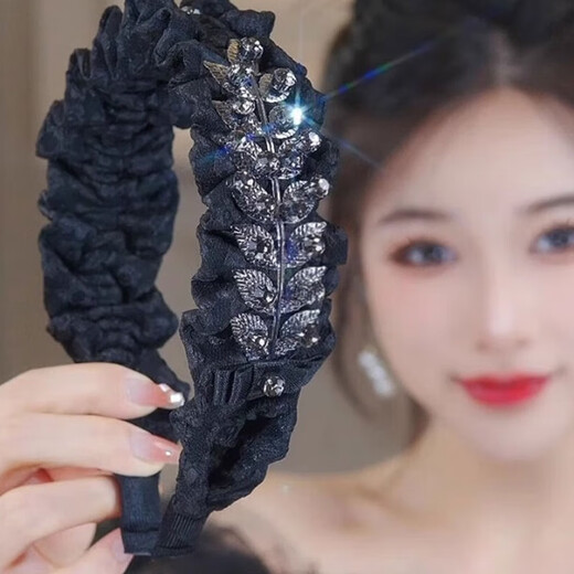 Idel's rhinestone wheat ear pleated hair hoop for women 2025 new high head pressure hair hoop high-end broken hair headband birthday gift rhinestone wheat ear headband F2298