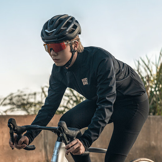 Locke Brothers Cycling Jersey Top Men's Fleece Warm Outdoor Sportswear Jacket Winter Snowy/Black Top