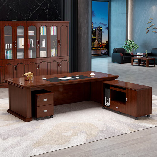 Rulan boss desk office desk and chair combination simple modern high-end office executive desk executive desk president desk single table + long deputy cabinet 1.6 meters