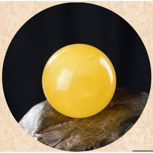 DL 1998 Beeswax Single Bead Natural Chicken Fat Yellow Amber Round Beads Loose Beads Bracelet Diamond Star and Moon Diameter 14mm (single)