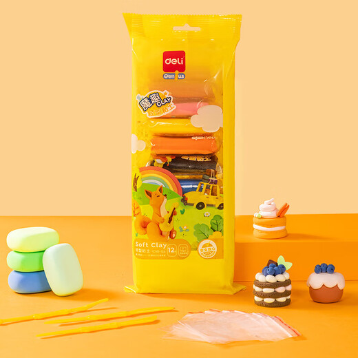 得力(deli)12色超轻粘土 彩泥橡皮泥手工DIY玩具宝宝幼儿园黏土益智玩具生日礼物 儿童开学文具礼物