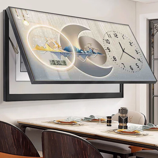 Aohan Perpetual Calendar Large Size Electric Meter Box Decorative Painting with Clocks and Wall Clocks Modern Light Luxury Cover Distribution Box Clocks and Hanging Paintings JD121.28 Perpetual Calendar + Watches 80*40 (Cover 70*30) Release cover/Support pole black frame