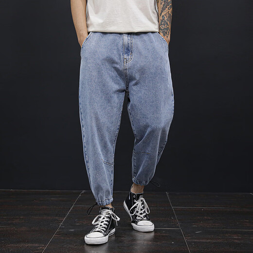 BSTB Plus Fett plus große Breite mit breitem Bein neun-Punkte-Jeans für Männer Frühlings- und Herbst-Fashion Fett-Daddyhosen lose und tropfenscharfe Hose Grau 9902 Ziehseil 9 Punkte 2890-100jin [Jin gleich 0,5 kg]) s