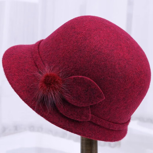 Yaoxin autumn and winter middle-aged and elderly hats women's woolen hats for the elderly and mothers winter warm hats for grandmothers and old ladies hats black one-size-fits-all