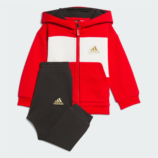 Adidas 24 New Year's model men's and women's sports and leisure long-sleeved ribbed hooded suit JF3881JF3882 red and black JF3881 98