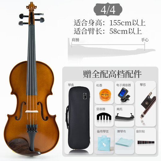 
Taitse S260 Grade Exam Violin Solid Wood Beginner Handmade Children Adult Performance Violin Introductory Practice for Practicing 4/4 Matte Height 155220cm