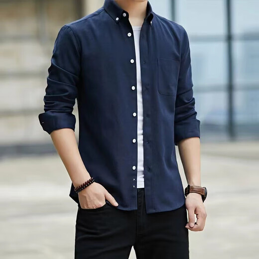 Long-sleeved shirt for men's business white shirt slim fit men's formal workwear free large size professional suit Oxford spinning shirt Oxford spinning gray 3XL Recommended 145-160Jin [Jin equals 0.5 kg]
