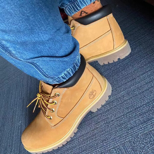 添柏岚（Timberland）经典踢不烂大黄靴休闲增高男女鞋中帮户外真牛皮防水工装马丁靴潮 黄色中帮(偏大一码) 40