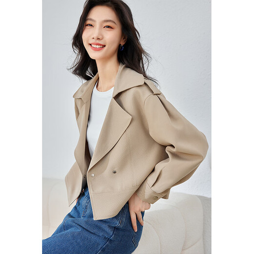 梵希蔓卡其色短款风衣外套女小个子2024年秋季新款高级感气质上衣 M3891 卡其色 S