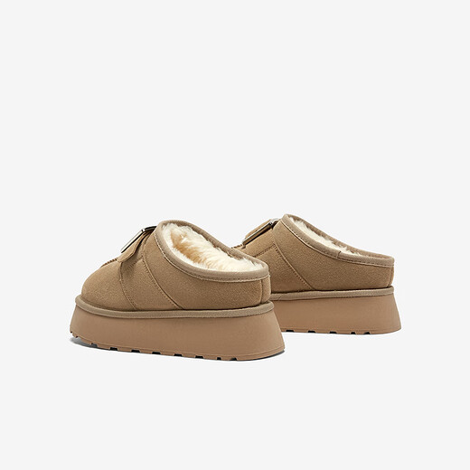 Bestou Winter New Style Plüsch Leder Schneestiefel warme Birkenstock -Hausschuhe Dicke Sohle Frauenpelz Schuhe CD719DH3 BROW 36
