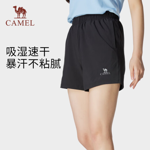 Camel (Camel) Sports Shorts Spring y Summer tejido de secado rápido y refrescante pantalones cortos de casualidad 724bay6002 Negro, L de mujeres L