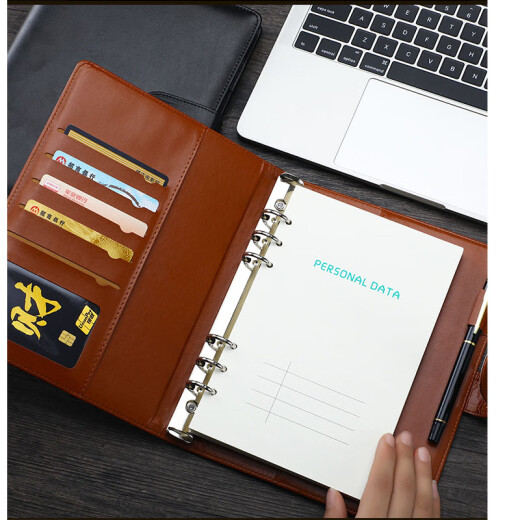 Feimlinli B5/9 hole imitation belt buckle loose-leaf notepad theory education notebook work meeting minutes can be customized with logo-black