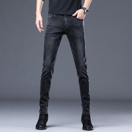 Jeep Spirit Jeep Jeep Herren 2025 Frühlings- und Sommer Neues lässige Trendy All-Match Slim Feet Hosen dehnen lange Hosen 1048 Black 32