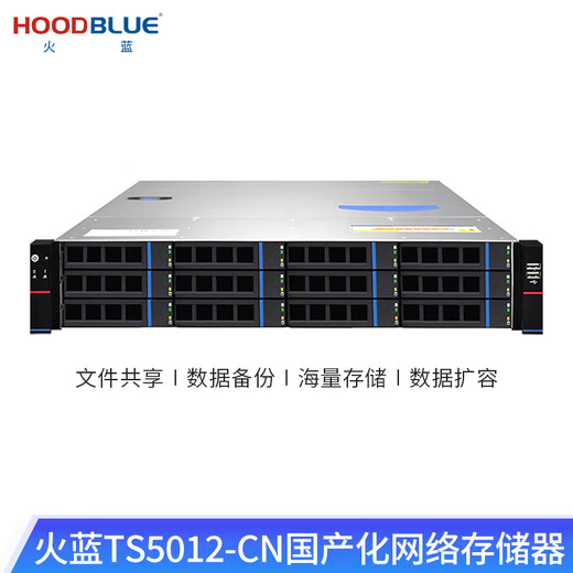 Hoodblue TS5012-CN Domestic NAS Network Memory Domestic Loongson CPU 12-Domain File Sharing Data Backup Disk Array Enterprise Storage Server TS5012-CN-24TB