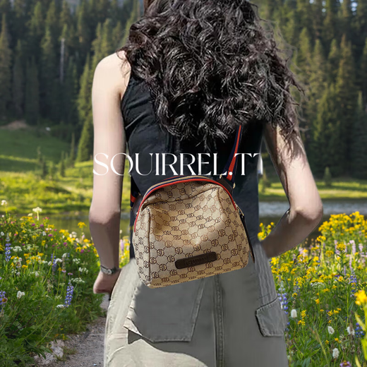 松团团 SQUIRREL.TT女包帆布2025新款贝壳包单肩包斜挎包包休闲运动旅行徒步挎包布包 卡其色