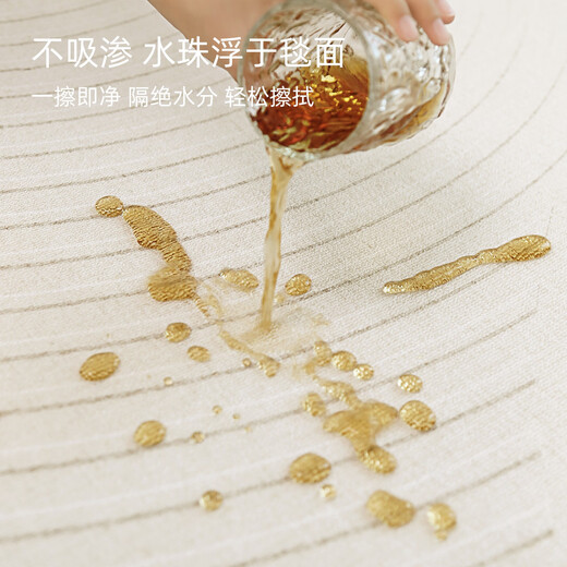 德伦卡芙（Derenkafu）品牌地毯客厅奶油风2024新款免洗可擦卧室房间床边毯家用沙发防水 素线15938 180cm*250cm 一擦即净