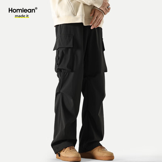 Pantalones de trabajo de paracaidismo funcional americano de homlean Nicho suelto de primavera y verano Nicho de senderismo informal S6603 Negro 3xl
