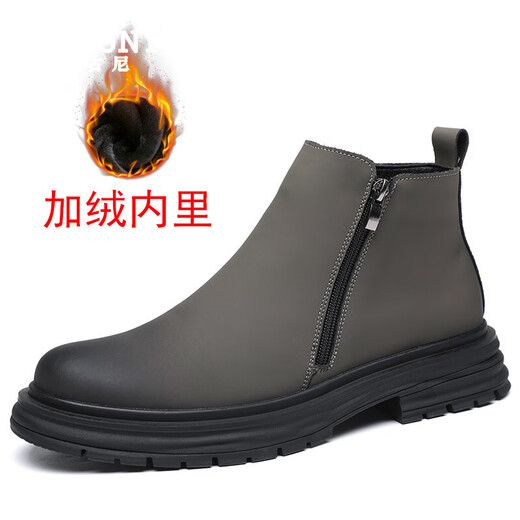 Snguny High-End Light Luxury Brand Martin Boots Herren 2024 Herbst und Winter Neue Kurzstiefel Herren Retro Lederstiefel Britische Männerschuhe Grün 38