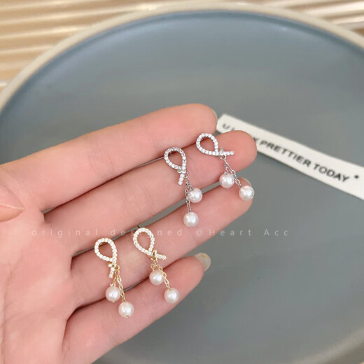 Feiyu long diamond-encrusted pearl earrings, niche women's earrings, fashionable design tassel earrings A1653 silver