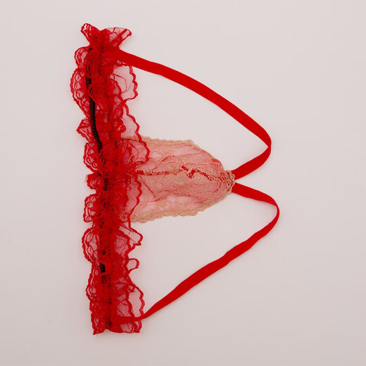 Men's lace transparent sexy temptation thong underwear T-string men's gay breathable gay small red