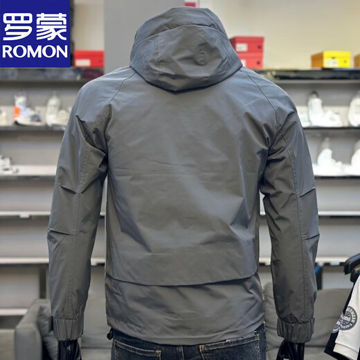 Luo Meng high-end jacket men's spring and autumn trendy gray loose fashion versatile young men's windproof handsome jacket gray M recommended 100-120 Jin Jin equals 0.5 kg