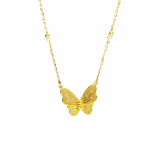 Fat Donglai's same style 18k gold butterfly necklace, K gold, gold and silver texture clavicle chain gold personalized gift for women during the flower month, butterfly necklace