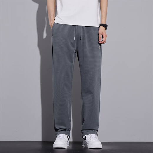 皮尔卡丹（pierre cardin）男裤夏季薄款冰丝凉感休闲裤男生垂顺挺括长裤子男直筒运动裤 6625藏青色 2XL [推荐145-160斤]
