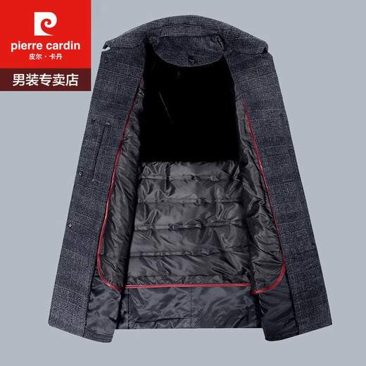 
Pierre cardin winter thickened wool woolen coat men's lapel plaid mid-length top liner removable and casual gray 170/M (suitable for weight-120Jin [Jin equals 0.5 kg])