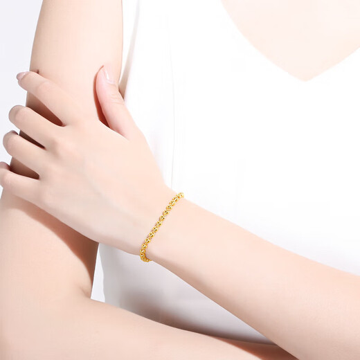 Saturday Fortune pure gold 999 simple round bead gold bracelet for women priced AA071295 about 4.78g 16cm birthday gift