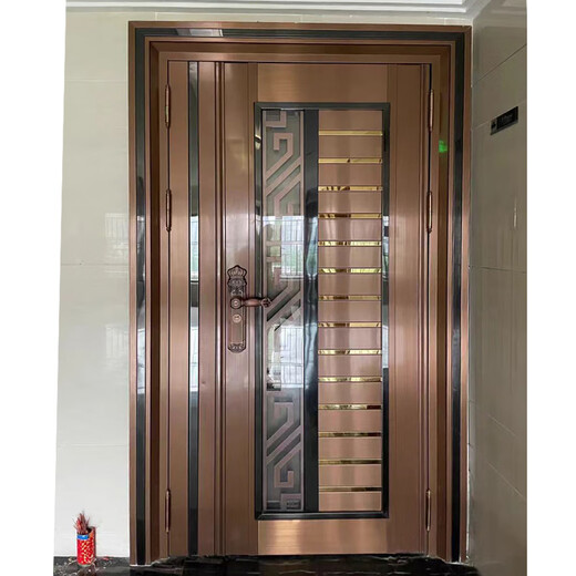 JRB家瑞堡豪华门不锈钢韩式门单开门家用别墅大门防盗门通风玻璃入户门定制 款式1【每平方】