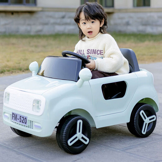 
Cool Boy Le Children's Electric Car Four-wheel Remote Control Car Toy Car Can Sitting Mens and Women Sliding Baby Charging Car Mint Green [Pushing Rod + Large Battery + Remote Control Mobile Bluetooth Early Education Music