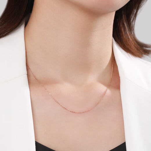 Zokai K gold necklace 18K gold plain gold chain K gold with chain versatile X00587 yellow 18K gold